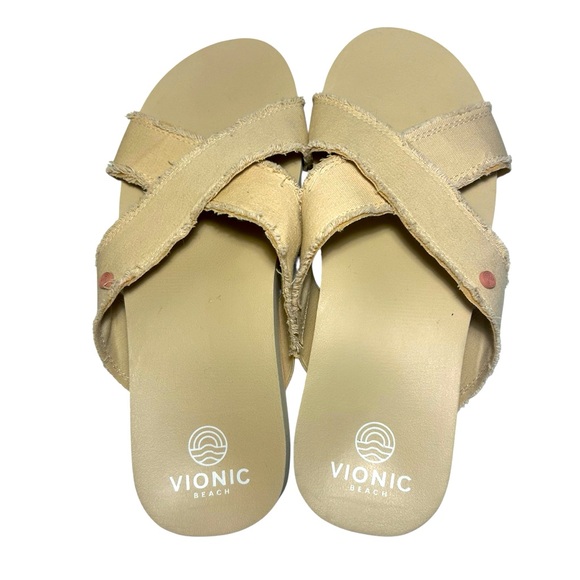 Vionic | Shoes | Vionic Boardwalk Panama Tan Crisscross Strap Slide ...